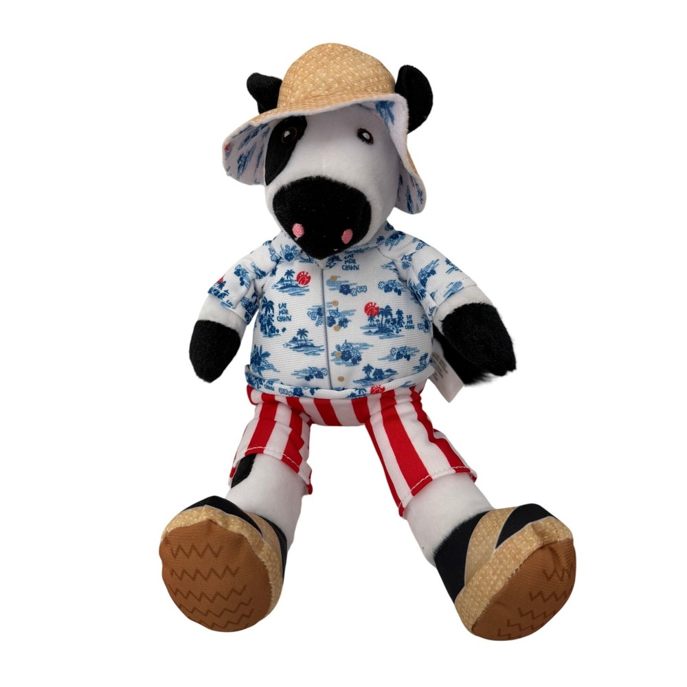 Chick-fil-A Cow Plush Hawaiian Shirt Straw Hat Beach Vacation Cabana Summer 2026